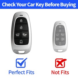 Teenpull for Hyundai Key Fob Cover 5 Button with Leather Keychain Soft TPU 360 Degree Protection Car Key Case Shell Holder Fits for 2024 2023 2022 2021 2020 Hyundai Sonata Santa fe Tucson (White)