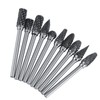 10pcs Tungsten Carbide Steel Rotary Files Burr Set 3mm Shank