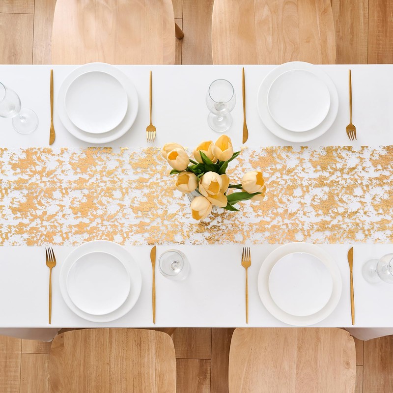 CHUQING Gold Table Runner 11x591 Inches,Gold Party Table Decorations Centerpiece,Gold