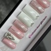 Handmade CUSTOM Gel Press On Nails, Pink BOW W/ Bling