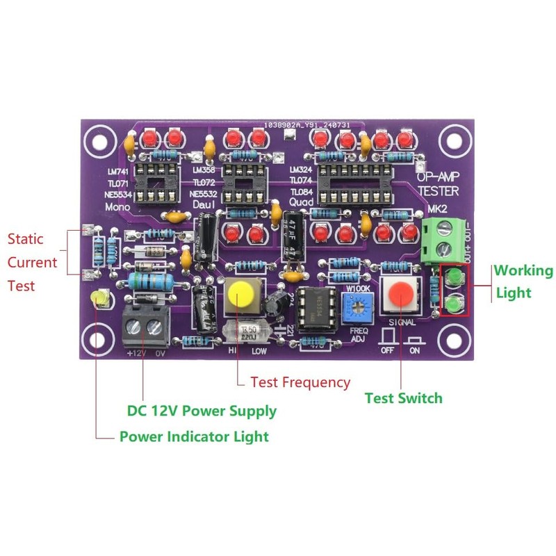 Operational Amplifier Tester OP AMP Tester Module for Single Mono