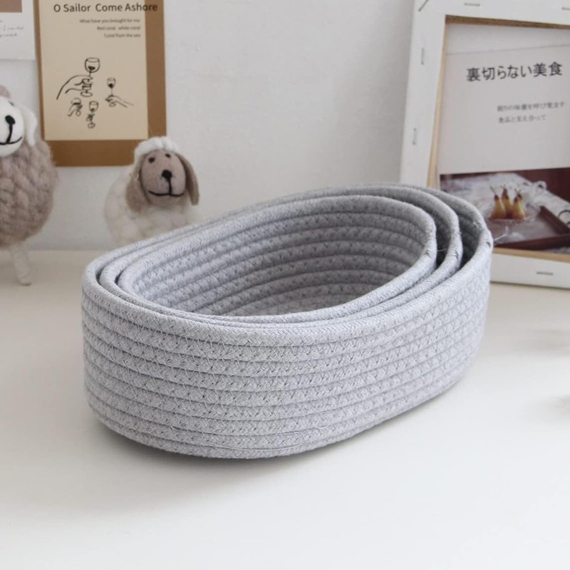 Vivi Bakie Storage Basket 3-Piece Set Cotton Rope Stackable Braided