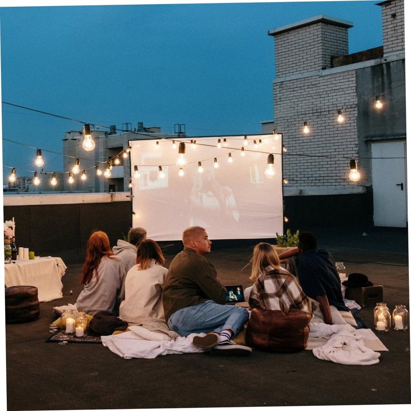 KOMBIUDA 1 Set Portable Folding Projection Screen Cloth for Outdoor