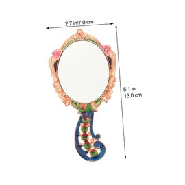 PACKOVE 2Pcs Vintage Handheld Makeup Mirror and Comb Portable Retro Vanity Mirror for Travel Lightweight Design Present for Friends and Family