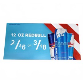 Redbull 12 oz Reg Sugarfree Summer Edition Graphic Med/L Pump Topper Promo Sign