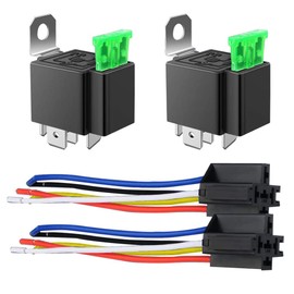 GUUZI 2 Pack 30A Fuse Relay Car Truck Sockets Kit - 30A ATO/ATC Switch Wiring Harness Set - 12V DC 5-Pin SPDT Automotive 14AWG Wires