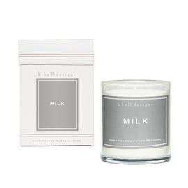 K. Hall Designs Milk Jar Candle, Creamy-Sweet Coconut Vanilla Aroma, 60-Hour Burn, Vegetable Wax & Soy Blend Made in USA for Men and Women, 8 oz - Scented Candles