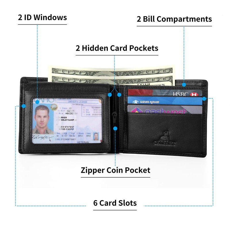 CALFART RFID Slim Front Pocket Wallets For Men - Genuine