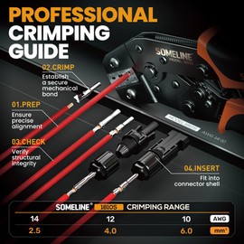 SOMELINE Solar Connector Crimping Tool Kit, 14-10 AWG Crimper for Solar Panel Cable Wire with 12 Pairs Solar Connectors and Spanners, Solar Installation Assembly Tools - Solar Panel Connectors