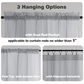 Chyhomenyc Light Grey Sheer Curtains 84 Inch Length 2 Panels, Light Filtering Soft Airy Voile Rod Pocket Sheer Window Drapes for Bedroom Living Room, Each 42Wx84L Inches