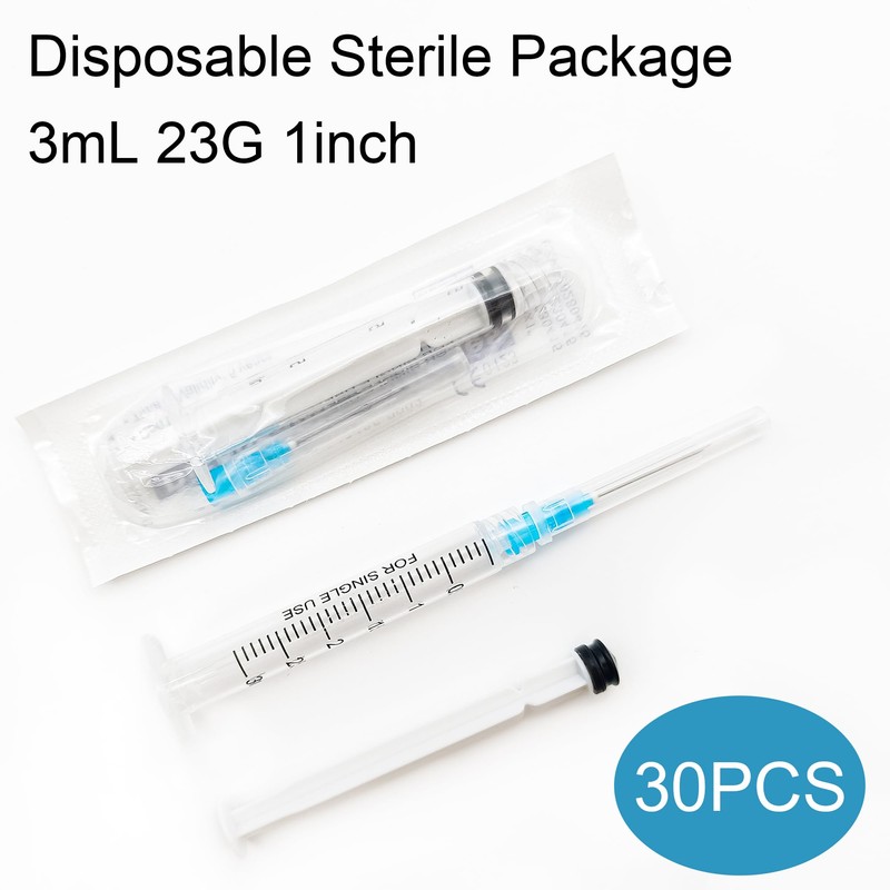 Careach 30 Packs 3mL Syringe with Needles 23 Gauge 1inch,