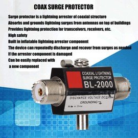 PL259 Lightning Protector, Iron PL259 Female to PL259 Female Coaxial Lightning Protector BL2000, Coax Protector for Coax Ham Radio