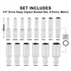 Mayouko 14-Piece 1/4-Inch Drive 6-Point Deep Impact Socket Set, CR-V