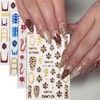 Fall Nail Art Stickers Flower Nail Decals Gold Lines Sticker