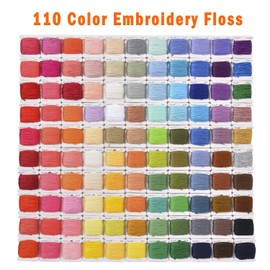 Peirich Embroidery Thread Cross Stitch Threads, 110 Colours Embroidery Threads with Organiser Storage Box Embroidery Thread Bracelet String Embroidery Set 43 Pieces Cross Stitch Tools