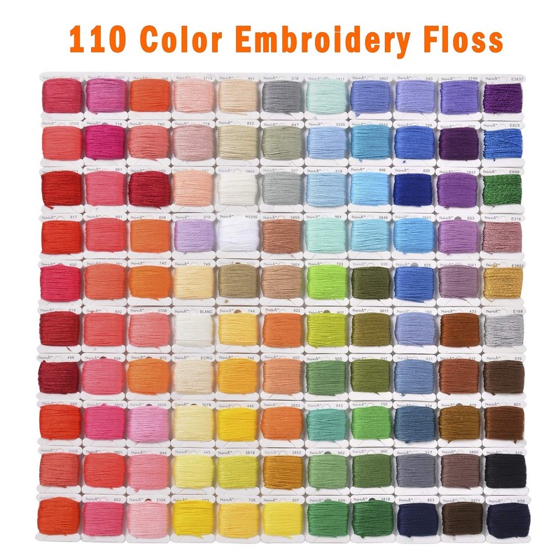 Peirich Embroidery Thread Cross Stitch Threads, 110 Colours Embroidery Threads