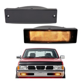 HECASA Pair Bumper Turn Signal Lights Compatible with 1988-1997 Nissan D21 / Pathfinder/Pickup Replacement for NI2520108 NI2521108 Front Turn Signal Lamp Driver & Passenger Side Smoke Lens