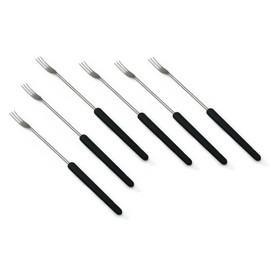 Swissmar F79203 Käse-Fondue Gabeln Set 6-teiliges, Edelstahl, Schwarz, 27cm, Hitzebeständiger Griff, Geschenkset