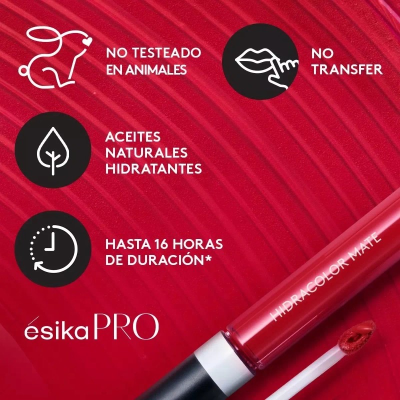 Ésika Labial Hidracolor Mate Tono Rojo Carmín Ésika
