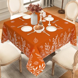 pahhjsa Square Fall Tablecloth 60x60 Inch, Orange Fall Table Cloth Square Pumpkins Wild Flowers Thanksgiving Autumn Tablecloths Table Cover for Party Dinner Decor