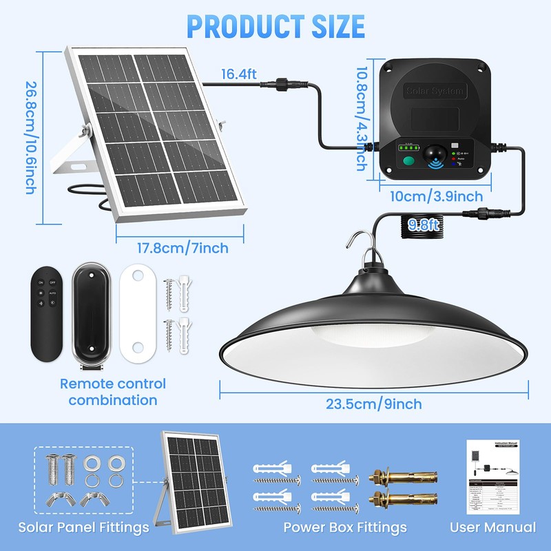 APILAB Solar Shed Light Indoor Outdoor, 2000LM Motion Sensor Pendant