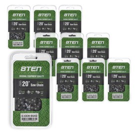 8TEN Full Chisel Chainsaw Chain 20 Inch .050 .325 76DL for Blue Max 52209 20LPX076G (10 Pack)