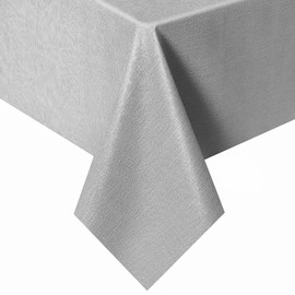 Newthinking PVC Table Cloth Wipe Clean Tablecloth Plastic Waterproof Table Protector, Rectangular Wipeable Tablecloths for Kitchen Picnic Outdoor Indoor - Grey, 84x60in/213x153cm