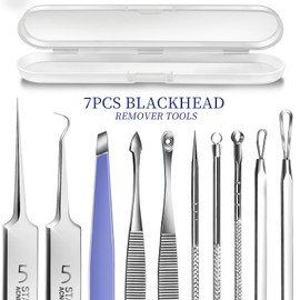 Teenitor Blackhead Remover Tools, Pimple Popper Tool Kit, Ingrown Hair Tweezers, Blackhead Extractor Pimple Extractor Ingrown Hair Removal Kit, Black Head Remover for Face