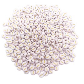 500 abalorio de acrílico de 4 x 7 mm para pulseras de amistad, joyería, acrílico plano redondo blanco con abalorio de alfabeto dorado para manualidades, pulseras, collares, llaveros, cordón de
