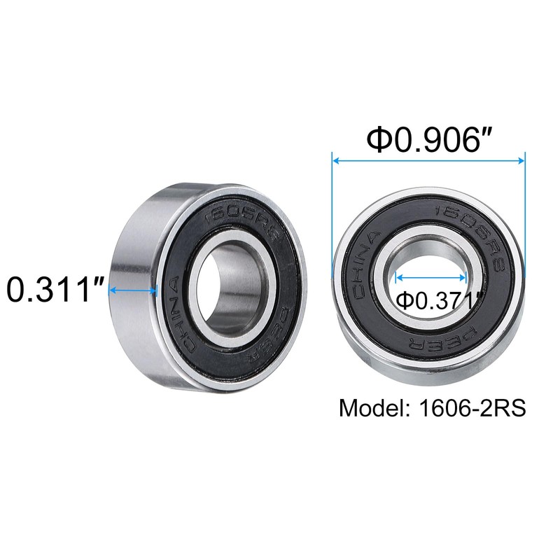 sourcing map 2pcs 1606-2RS Deep Groove Ball Bearings 0.371 x