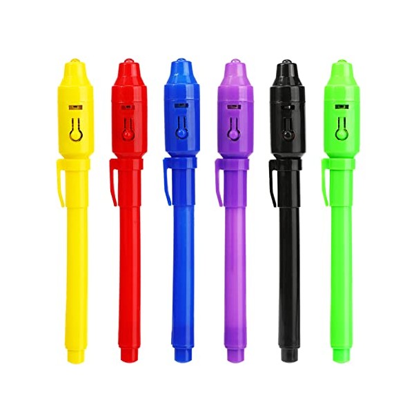 TAGVO Invisible Ink Pens Secret Pens Invisible Writing Spy Pen with UV Light Detective Birthday Party Accessory for Children(6 PCS)