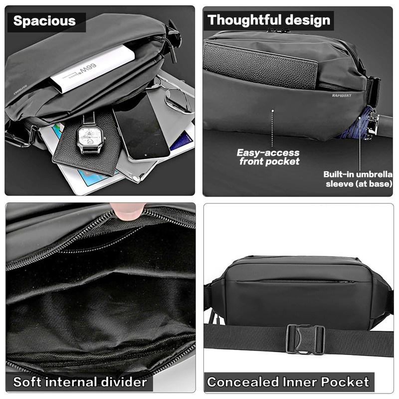 RAPIDSKY Lightweight Waterproof Messenger/Sling Bag - Adjustable Unisex Chest/Shoulder Pack