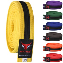 Mytra Fusion Karate Gürtel, Leichter und langlebiger Mehreren Farben Karate Guertel, Kampfsport Gürtel und Taekwondo Gürtel für Männer und Frauen (Yellow/Black, 260-CM)