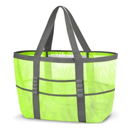 ONCCI Beach Bag Women's Beach Bag XXL Family Mesh Beach Bag Shopper Women's Tote Bag for Beach Travel Shopping Picnic and Everyday Use, Green
