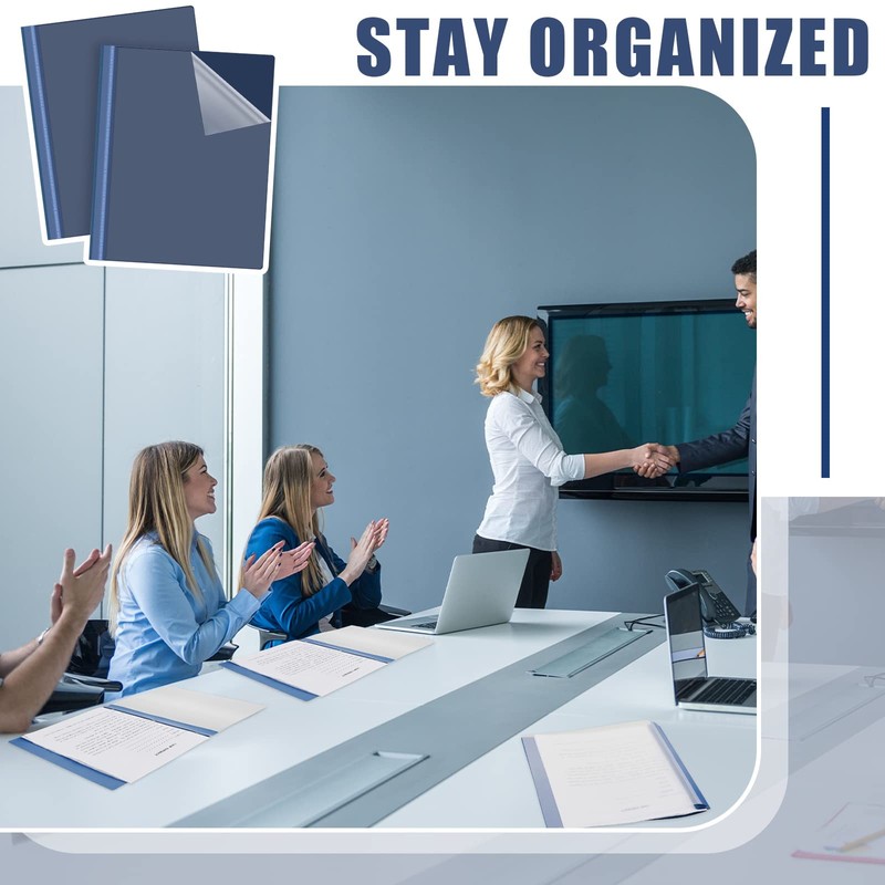 Teling 48 Pcs Clear Front Report Covers with Prongs Plastic