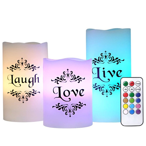 Eldnacele Color Changing Candles Battery Operated Flickering Flameless Pillar Candles