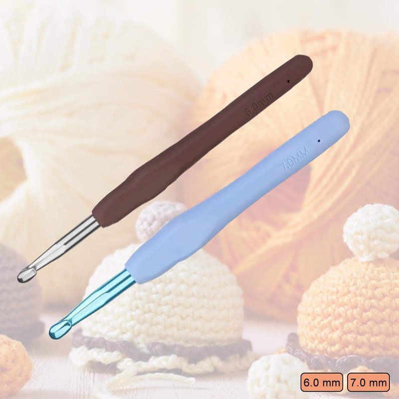 Colorful Crochet Hooks 6.0mm 7.0mm Crochet Hook QLRFFLJOY 2 pcs