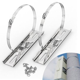 Flehomo Pole Mounting Kits, 9.8"x1.9" Stainless Mounting Brackets with Adjustable 50-200 mm Clamp, Pole Clamps for Outdoor and Indoor Waterproof Junction Box, Plastic Electrical Enclosure Project Box