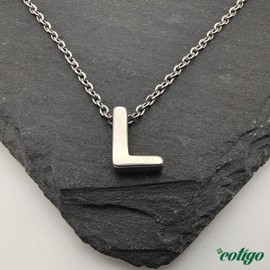 cotigo Initial Necklace Stainless Steel Women's Necklace with Small Letter A-Z Pendant - Jewellery Gift for Mother, Birthday, Girlfriend or Friends, Colour Silver and Golden, Stainless Steel