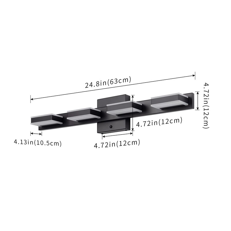 mirrea 24" Black Vanity Lights for Bathroom 4 Light Vanity