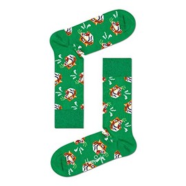 Happy Socks Unisex Printed Tiger Combed Cotton Socks (Bright Green, numeric_10)
