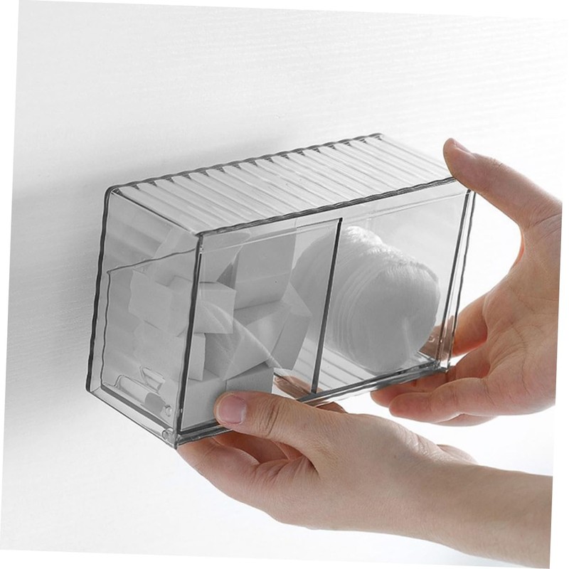 ABOOFAN Wall Mounted Cotton Swab Dispenser Dustproof Flip Lid Storage