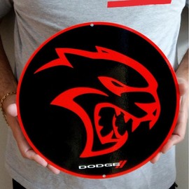 Dodge Hellcat Round Steel Garage Sign - Size: Small - 12"