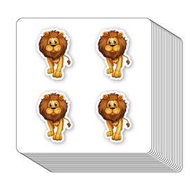 Lion Zoo Animal Stickers 1in for Scrapbooking, Arts, Craft Supplies, Kids DIY, Calendars Journals 80-Pack