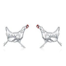 VONALA Chicken Earrings Sterling Silver Rooster Stud Earrings Cute Animal Stud Earrings Chicken Jewelry Gifts for Women Country