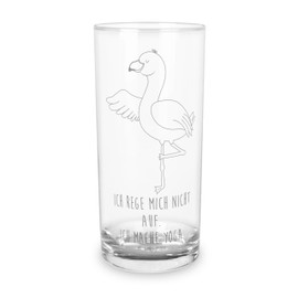 Mr. & Mrs. Panda 400 ml Water Glass Flamingo Yoga Gift Drinking Glass with Engraving, Yoga Exercise, Pink, Water Glass with Engraving, Yoga Pose, Drinking Glass, Glass