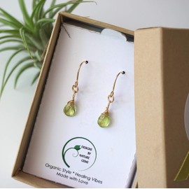 Designs by Nature Gems Peridot Drop Earrings in 14k Gold Filled for Women, Made in Canada