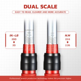 DNA MOTORING 1/4-Inch Drive Click Torque Wrench 20-200 FT.-LB / 2.26-22.6 N.M Torque Wrench for Repairs, Machinery Maintenance Assembly, Sliver/Red, TOOLS-00512