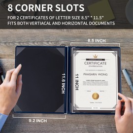 Diploma Cover 8.5 x 11inch Certificate Holders for Letter-Sized Award Padded Menu Cover - Black Leather