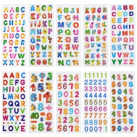 24 Sheets(300+) 3D Puffy Stickers for Toddlers Kids, Bulk Preschool Sticker Sheets for Reward, Craft, Scrapbooking (Number and Letter)